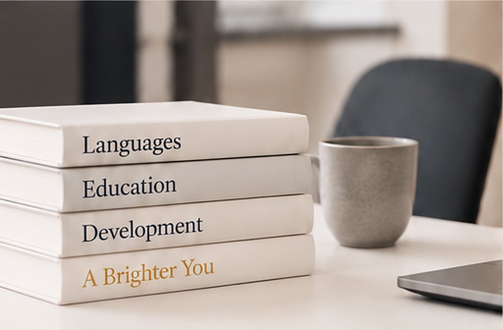 Książki z tytułami Languages, Education, Development i A Brighter You